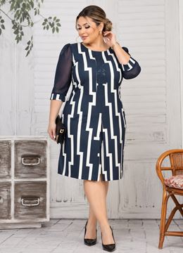 Immagine di SOPHISTICATED DRESS WITH BEADED NECKLINE IN GEOMETRIC PRINT